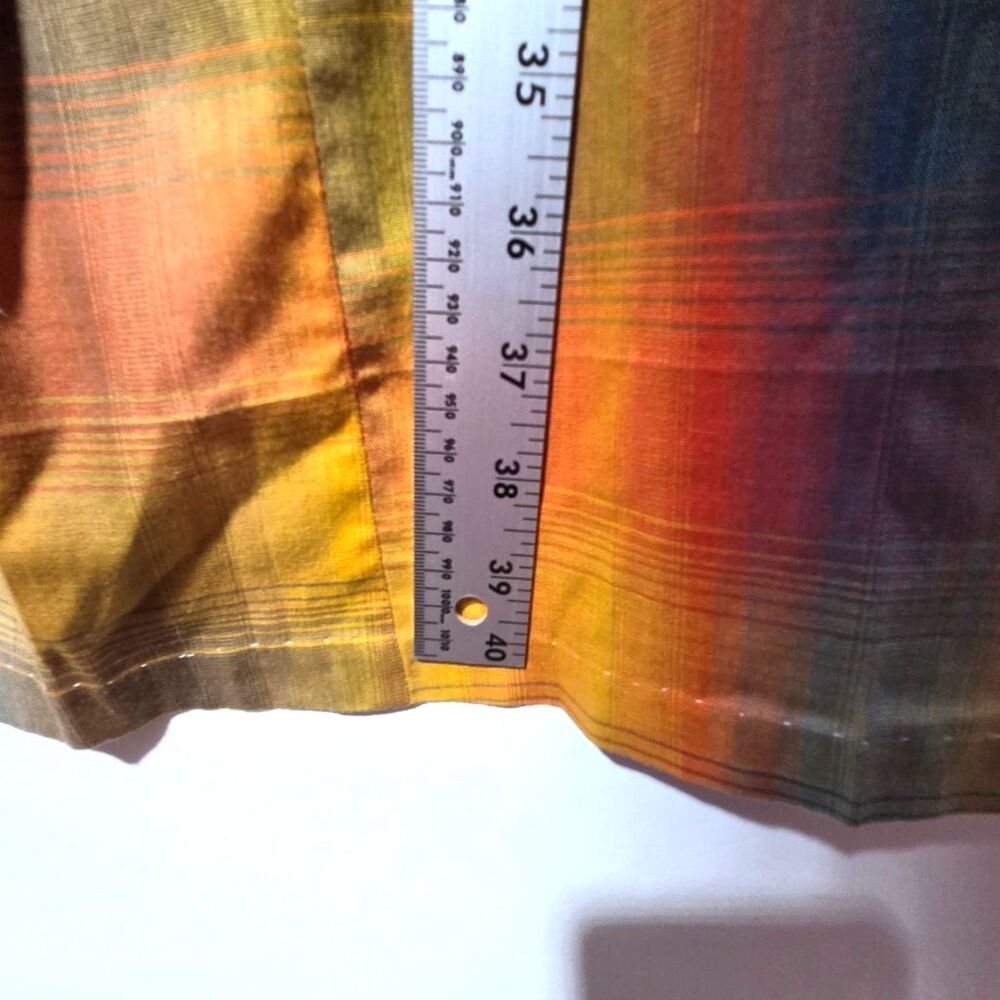 VTG 60s 70s Rainbow Plaid Shift Dress Side Button Mod Shirtdress WhimsiGoth XL - Picture 7 of 7